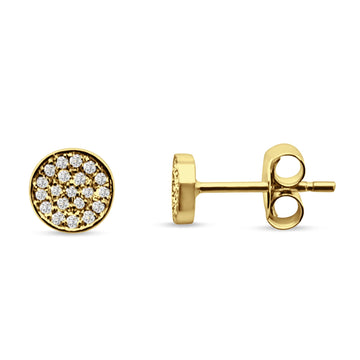 Minimalist Round Diamond Stud Earrings 14K Yellow Gold 0.07ct Wholesale